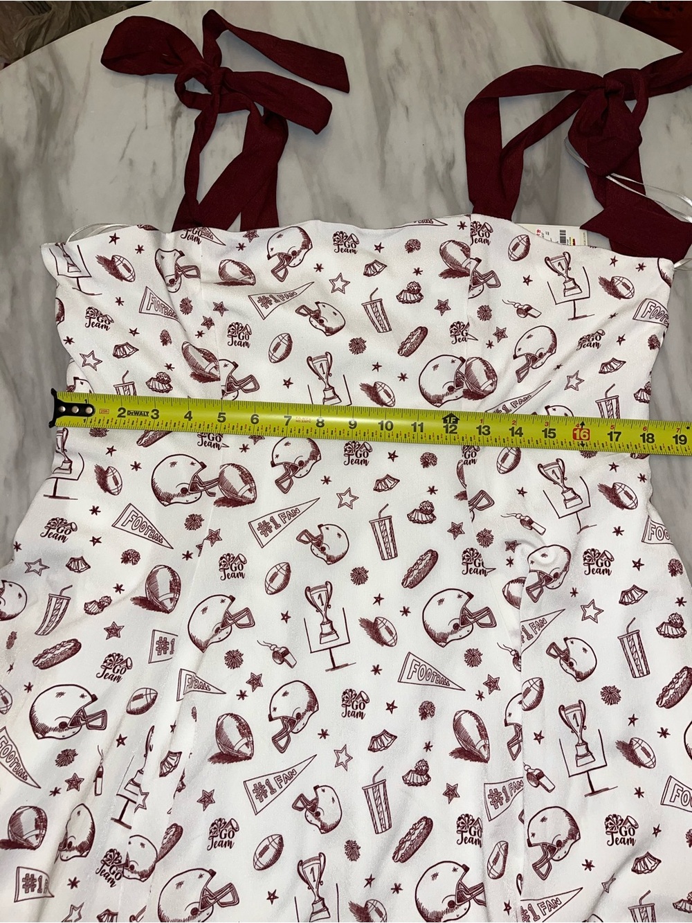 Francesca's Collections White Dress with Burgundy Print & Tie Straps - Picture 7 of 7